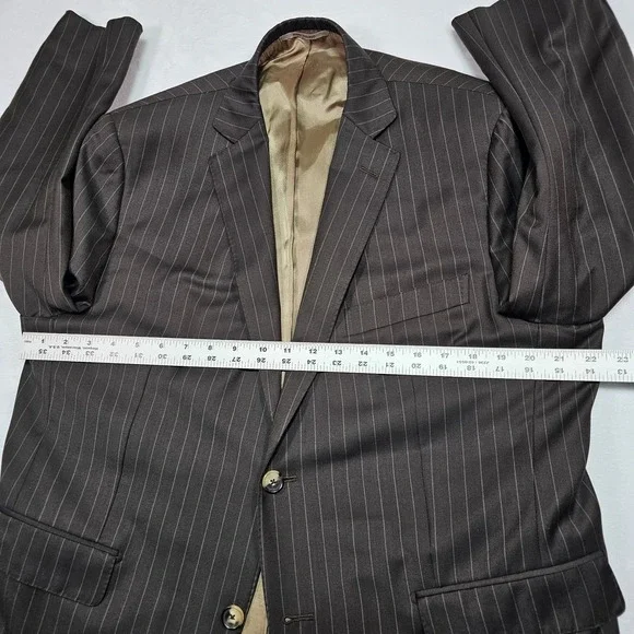 Holland & Sherry Sartoria Bespoke Suit Men 44S Pants 38x26 Wool Stripe Canvassed